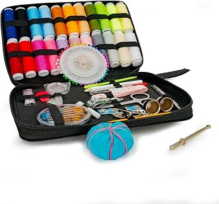 Intirilife Juego de costura multifuncional de 126 piezas en Negro con medidas de 14.5 x 21.5 x 3.6 cm - Para principiantes y profesionales para coser en casa o en el camino