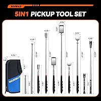 Vista 2 de Juego de herramientas de recogida magnética telescópica con bolsa portátil, linterna extensible con espejo de inspección de 360°, relleno