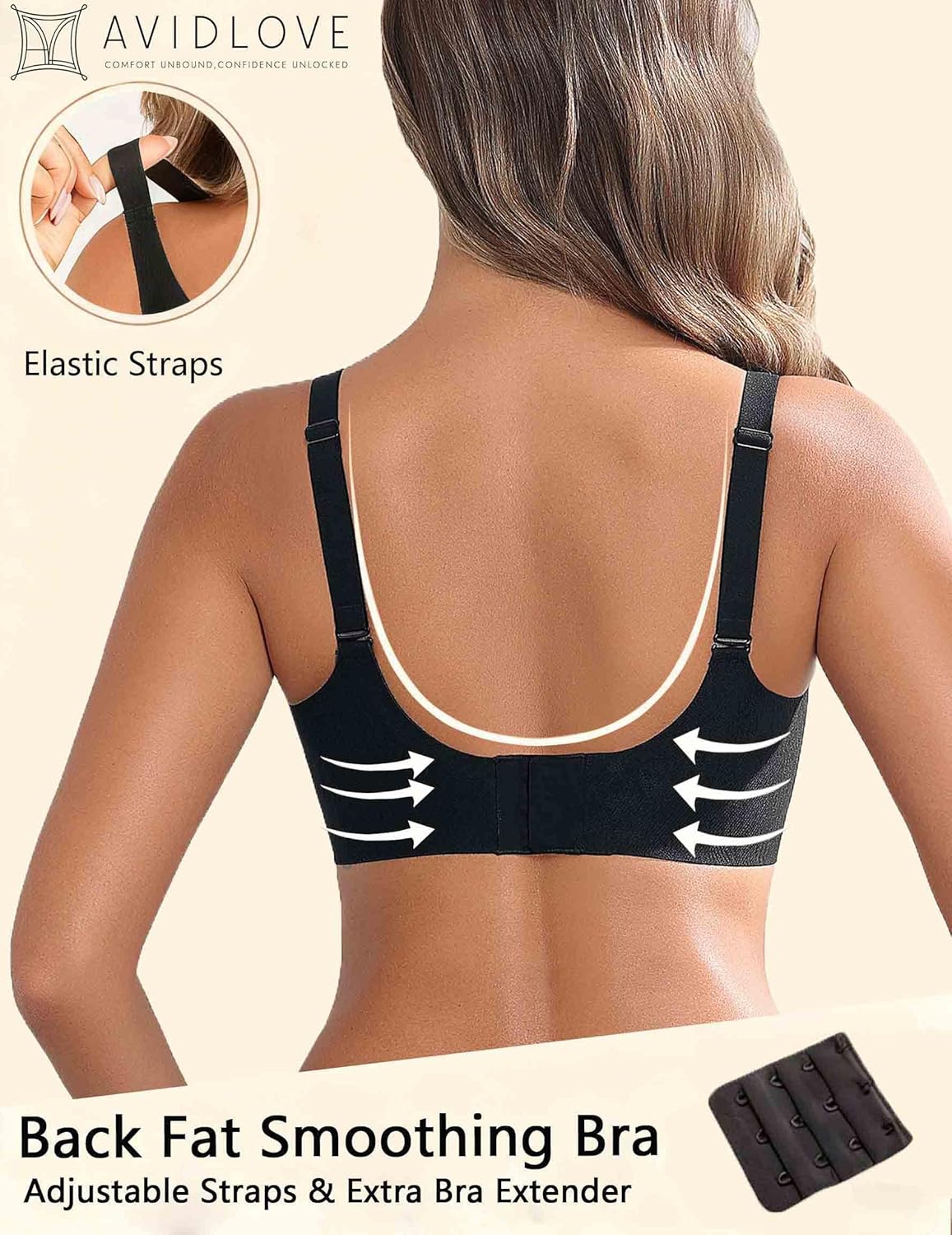 Avidlove Women's Wireless Bras Seamless Bra Full Coverage Lace Tshirt Everyday Bra Black 3X-Large - Image 3