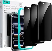Vista 19 de ESR Paquete de 3 protectores de pantalla para iPhone 12 Pro Max, vidrio templado de dureza 9H, resistente a los arañazos con marco de fácil