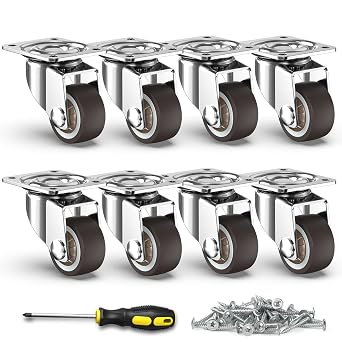 HOLKIE 1 inch Small Caster Wheels for Furniture Low Profile Casters Set of 8 Perfect Wheels for Small Project,Nightstand,Side Table No Brake