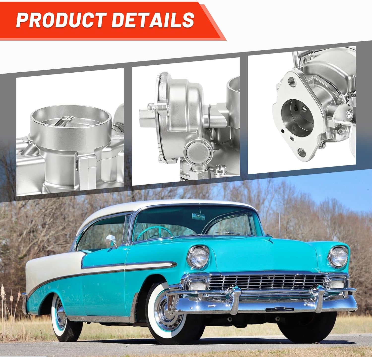 7003538 NEW Rochester BC 1-Barrel Carburetor Kit with Automatic Choke Fits 1950-1956 Chevy/Chevrolet 235Ci 3.8L I6 Bel Air 150 210 Truck Sedan Fleetline Suburban Corvette, Replacement 7003536