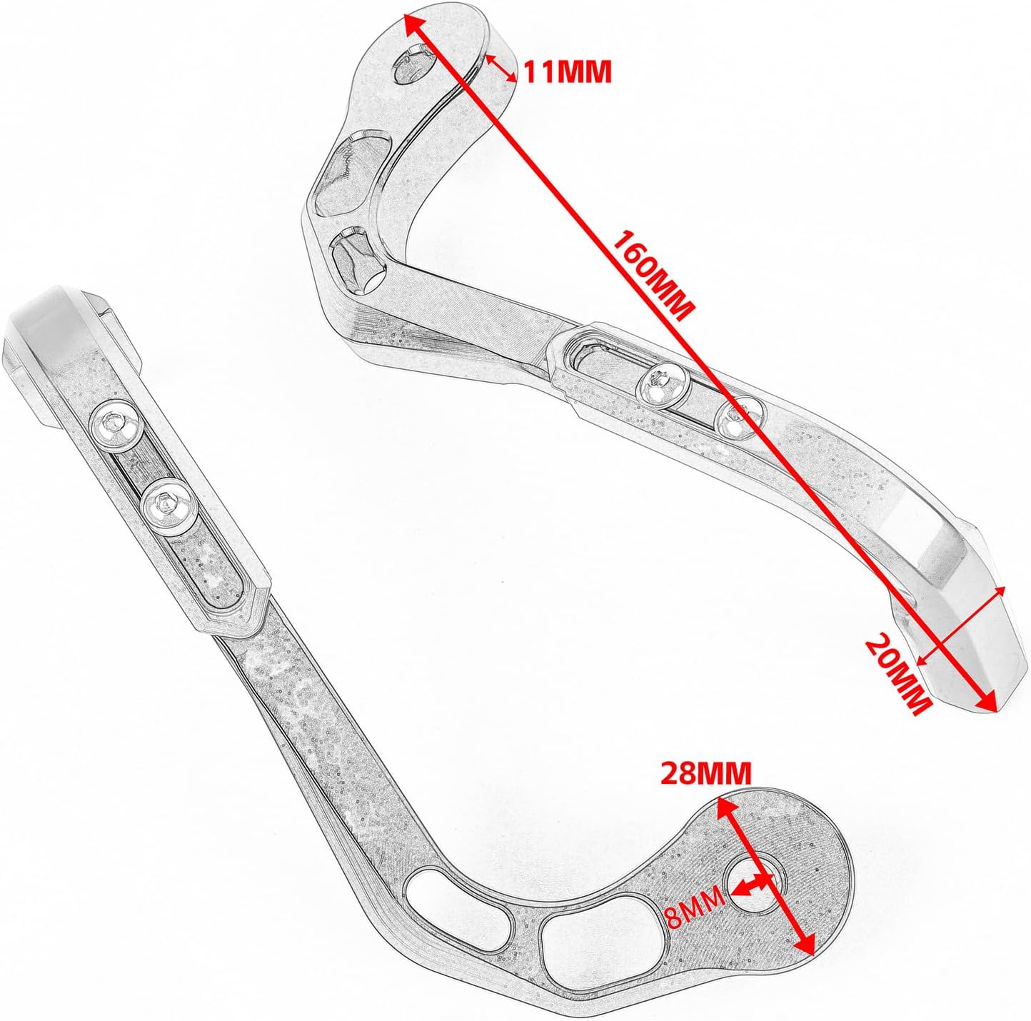 Motorcycle Universal Handguards Handlebar for All Models Years, Sport Morden Handguard Bow Bracket Mounting Kits Fairing (Titanium)