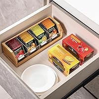 Vista 2 de Pequeña bolsa de té de bambú, organizador de almacenamiento para bolsas de té, contenedores de caja de té de madera, estante de té, soporte