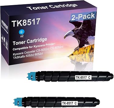 خرطوشة طابعة ليزر TK8517 | TK-8517C عالية الإنتاجية متوافقة مع اللون السماوي مكونة من قطعتين تستخدم لطابعة Kyocera Copystar CS-5052ci CS-6052ci TASKalfa 5052ci 6052ci