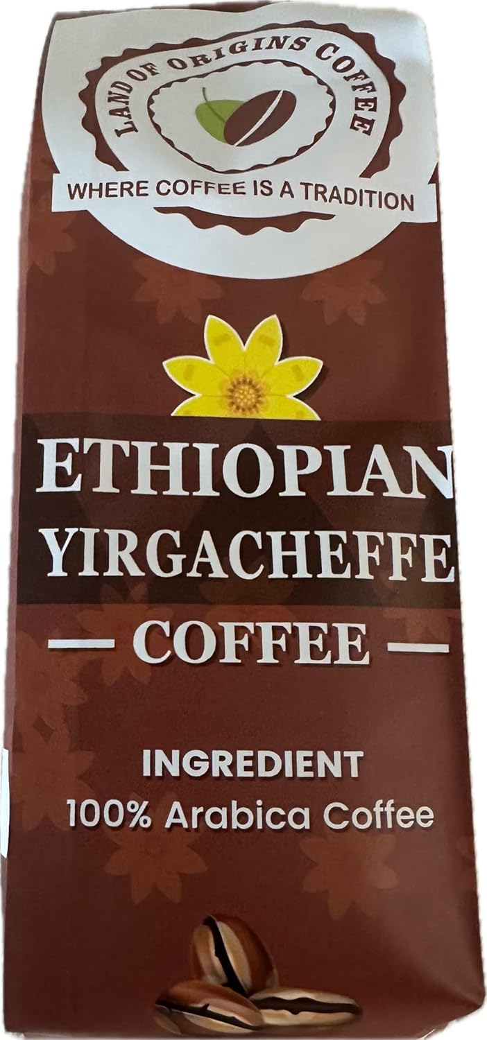 ETHIOPIAN YIRGACHEFFE Whole Beans coffee, medium roast, single origin,100% Arabica, natural process, specialty Ethiopian coffee 16oz (1 pound)
