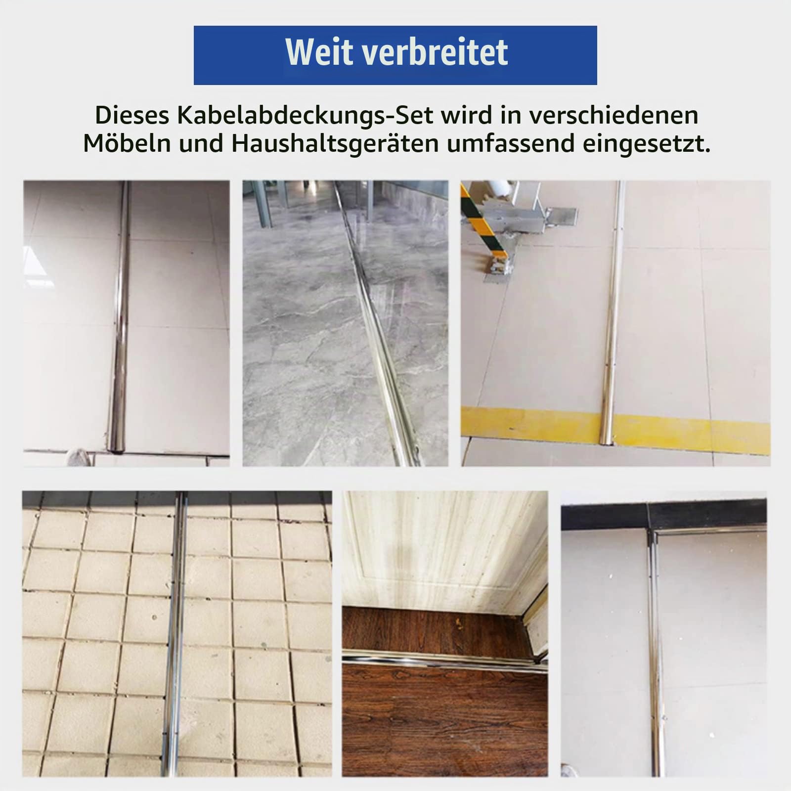 Kabelkanal Kabelabdeckungen Aus Rostfreiem Stahl, Kabelkanäle Zum Verstecken Von Kabeln Boden Wand Kabel Management Kit Für Strom- Und Telefonleitungen, Kabelschutz Für Innen Und Außen ( Color : Silve