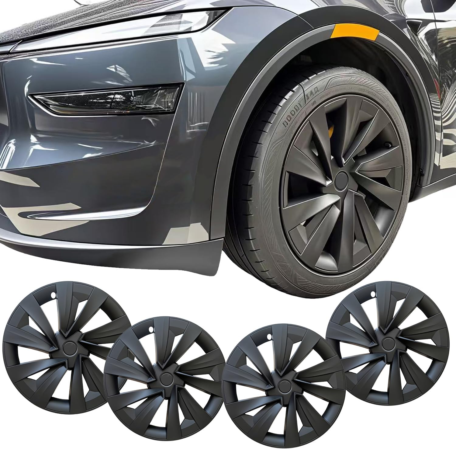 Wheel Covers for Model Y Juniper 19’’ Crossflow Wheel with Center Caps, 19 inch Wheel Covers Hubcap for Tesla Model Y 2025 2026 Juniper Accessories (Matte Black 19 inch 4PCS) 19'' Model Y Juniper