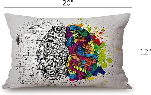 Miniatura 2 de Fundas de almohada Brain Science de 12 x 20 pulgadas, fundas de almohada lumbares decorativas para el hogar, funda de cojín de lino y algodón para
