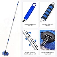 Vista 3 de Limpiador de Paredes, Trapeador de Pared de Máximo 66 pulgadas con Mango Largo, Trapeador de Polvo para Techo con Poste de Extensión de Codo que