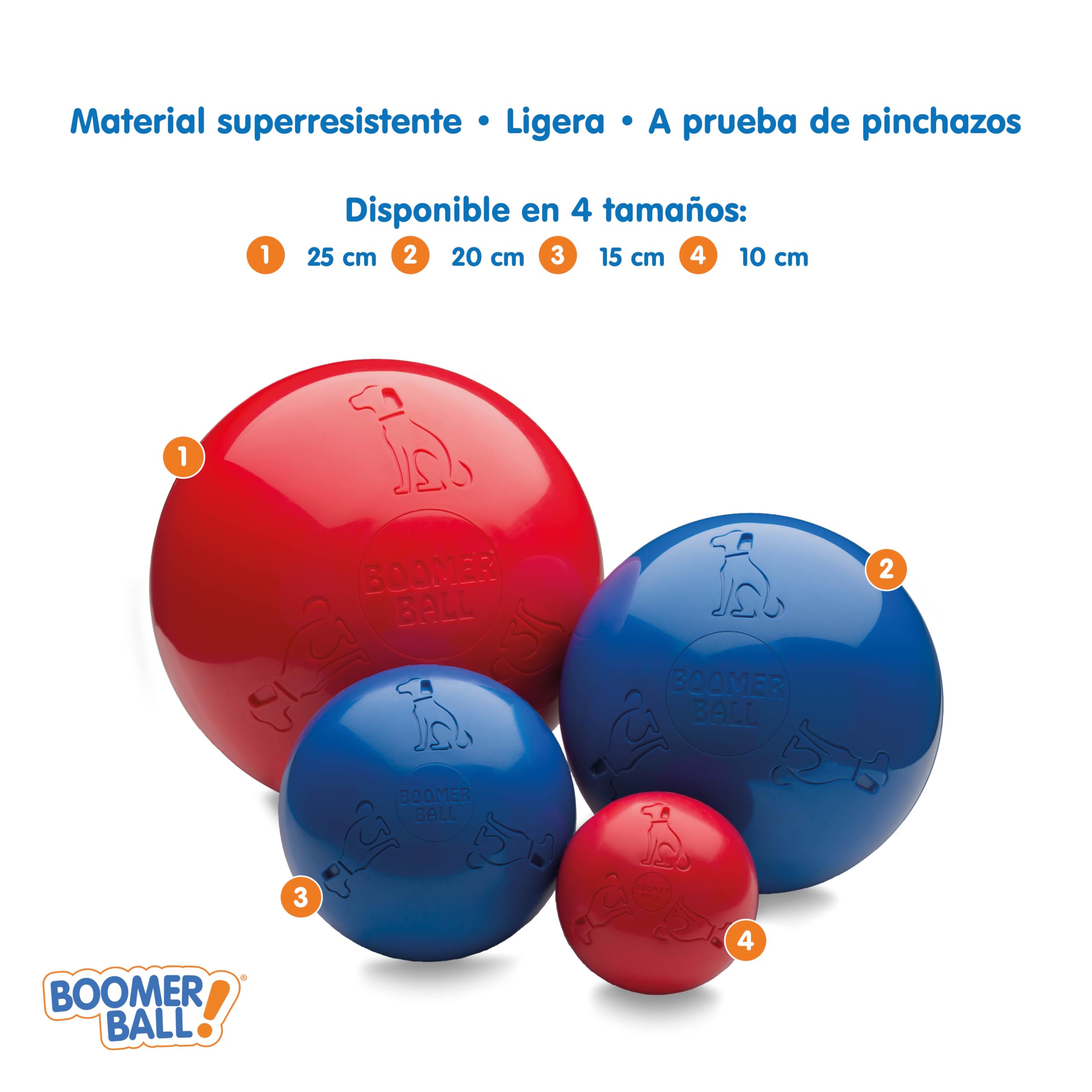 BOOMER BALL - Pelota para perros prácticamente indestructible. Pelota fuerte y duradera que flota en el agua para perros. Balón de fútbol para perros medianos de alta energía (Talla 200 mm)