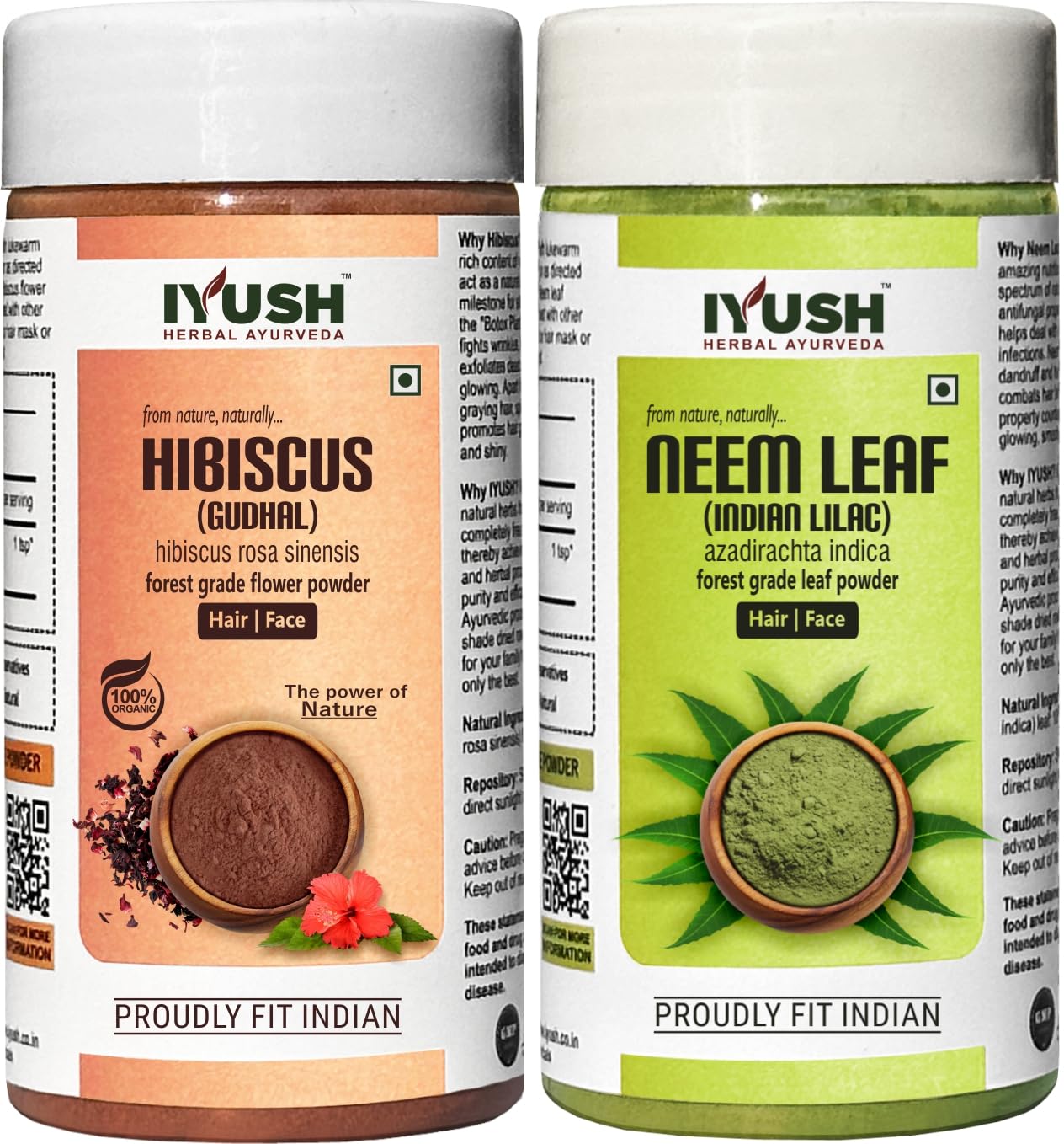 IYUSH Herbal Ayurveda Neem Powder and Hibiscus Powder for Hair Growth – 500gm | Hair Mask for Smoothening Hair | Hair Mask for Hair Growth | Face Pack Powder | Skin Care & Hair Care | (250gm each)-image-18