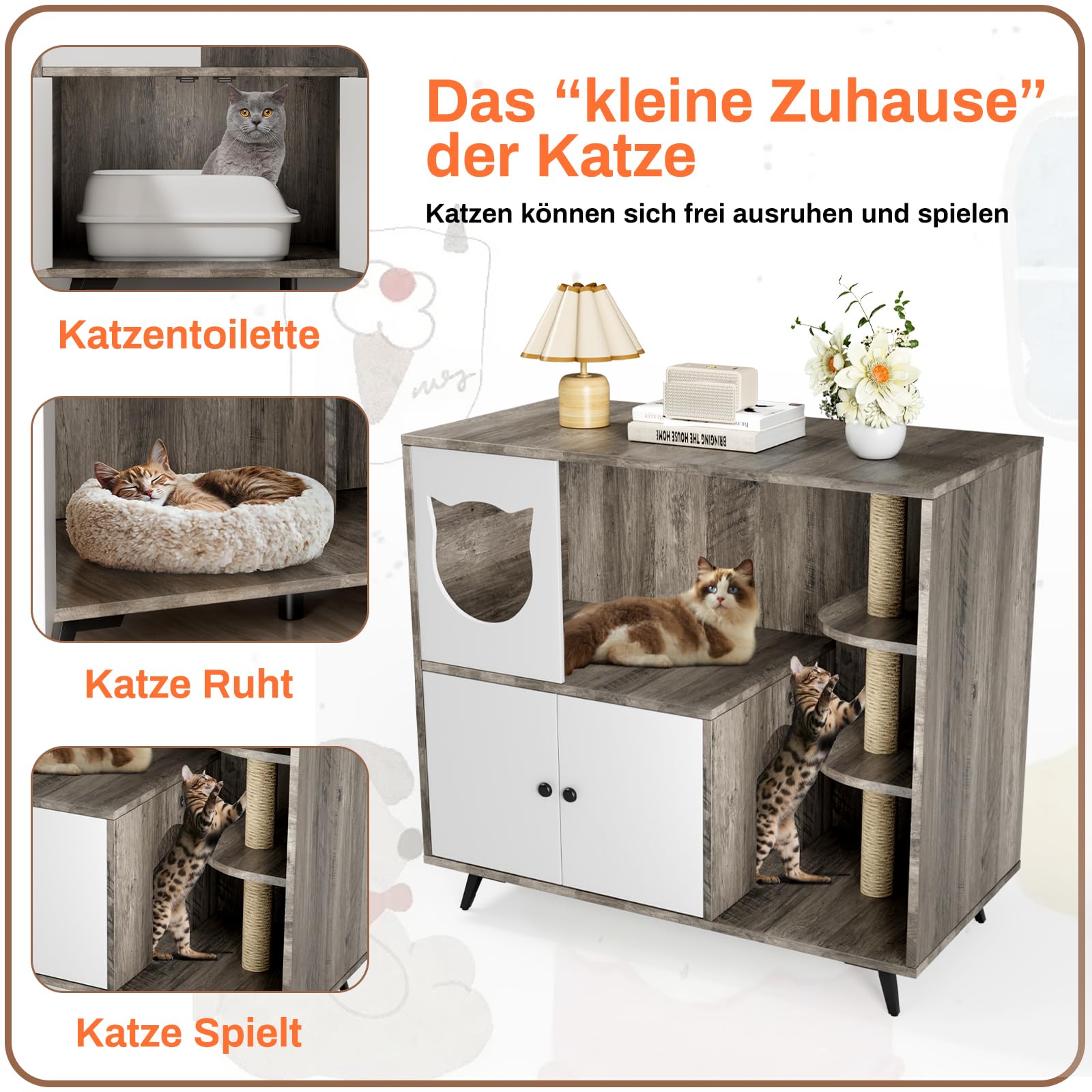 MAMIZO Cat Toilet Cabinet for Cat Toilet 98 x 91 x 50 cm with