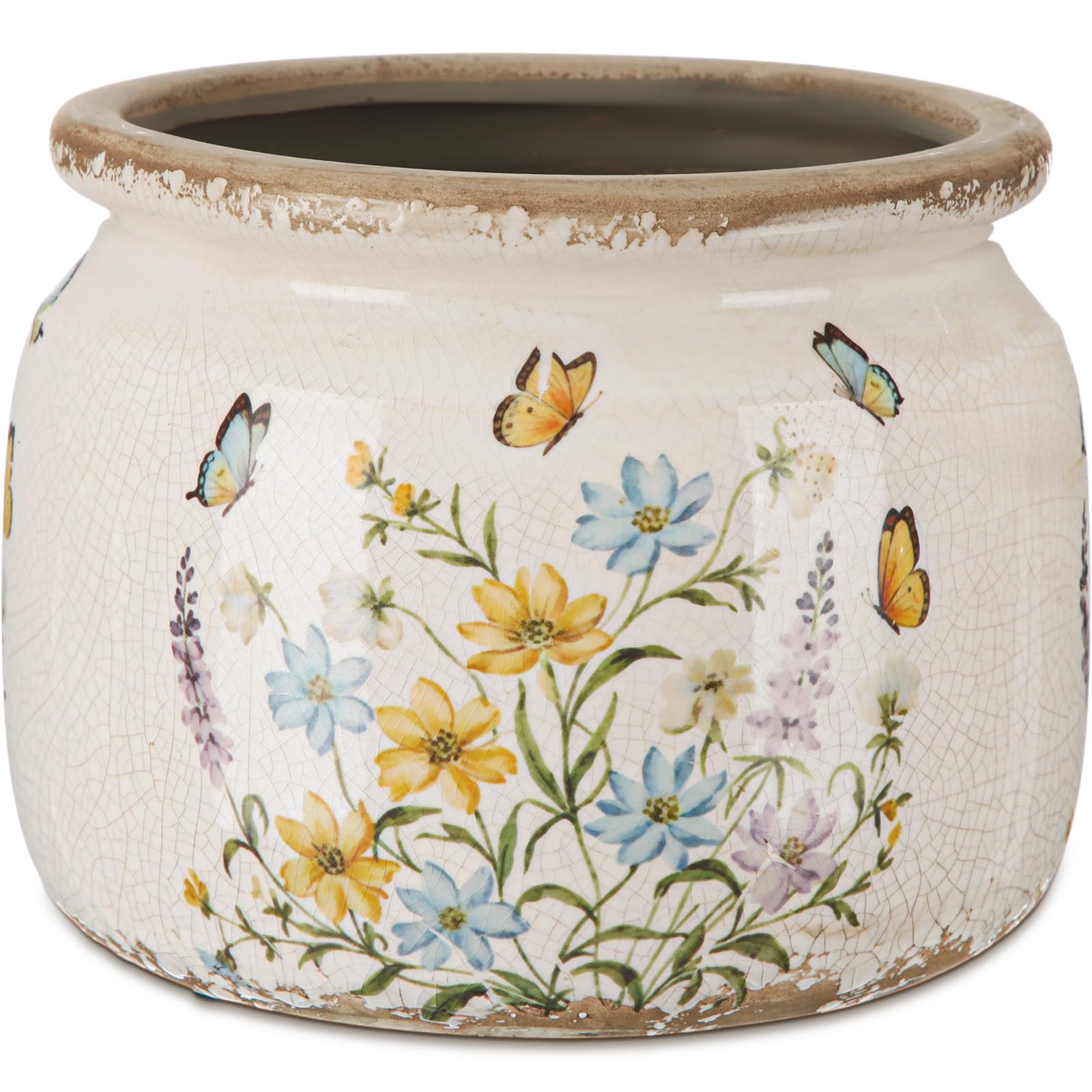 Ninehaoou 7.7″ Large Vintage Ceramic Plant Pot