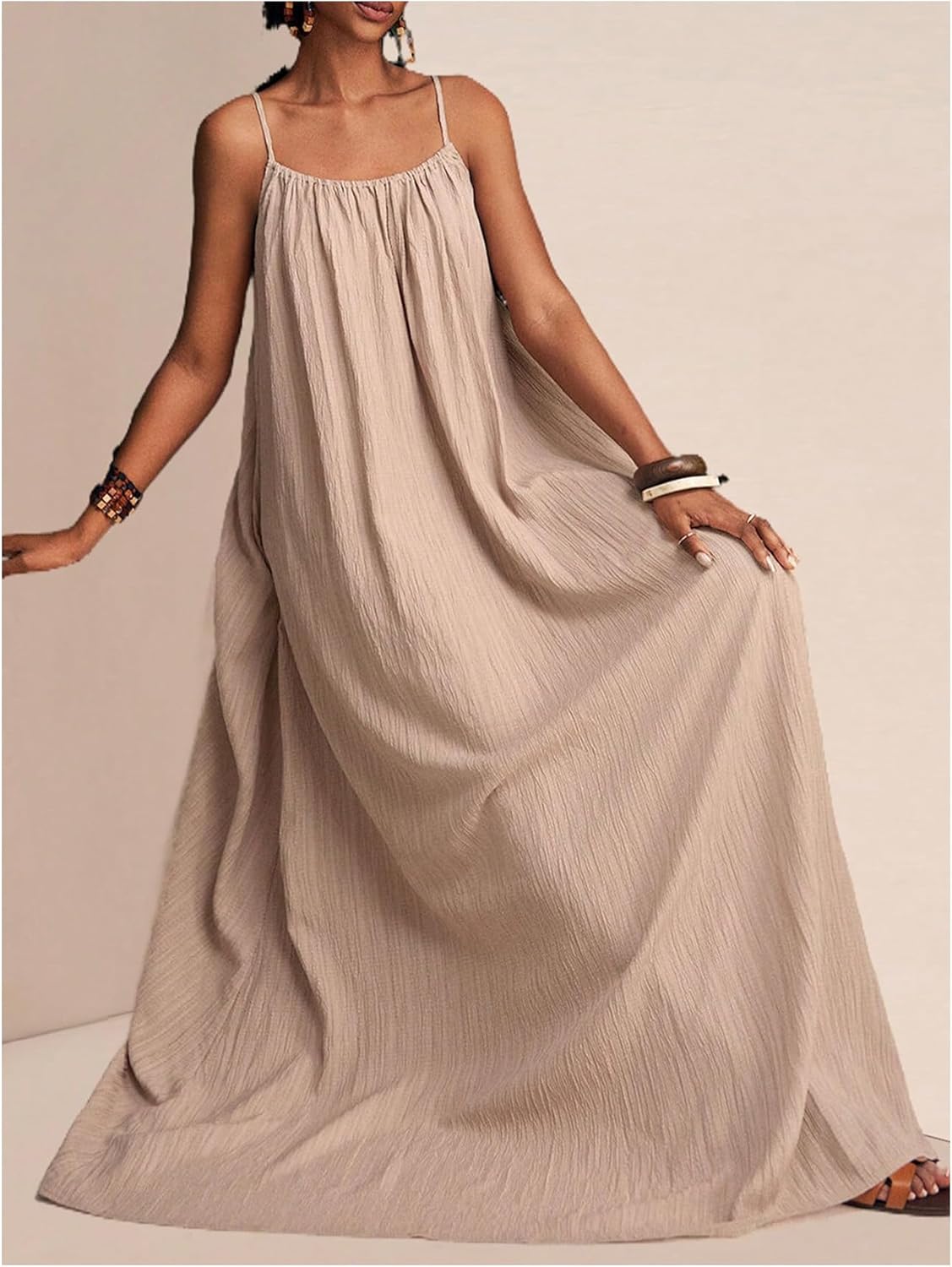 Women's Boho Maxi Dress Summer Wedding Guest Dress Backless Flowy Beach Vacation Sundress - Image 4