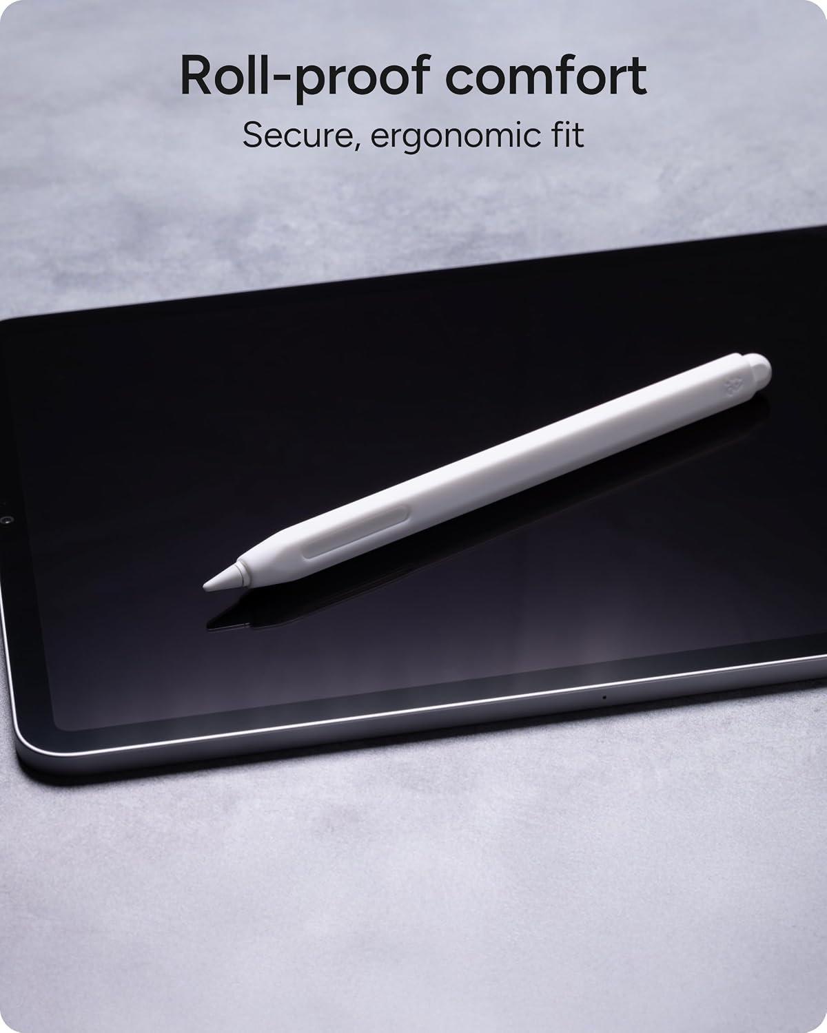 ZAGG Silicone Skin for Apple Pencil (1st & 2nd Generation) and ZAGG Stylus - Hexagonal Design for Non-Slip Grip, Anti-Roll Protection, and Ergonomic Comfort, Two-Pieces, White