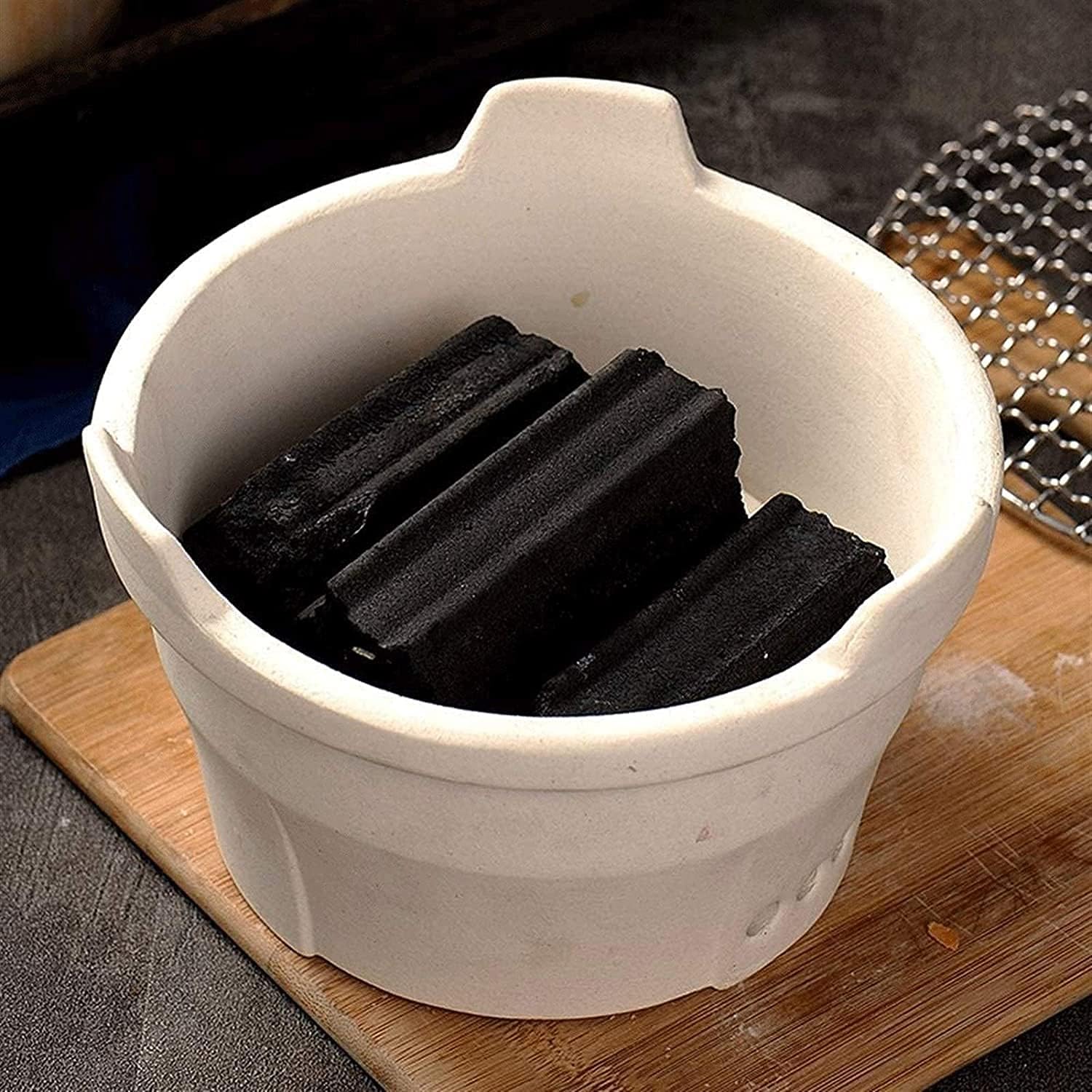 Outdoor Clay Charcoal Grill - Portable Tabletop BBQ with Stainless Steel Grate, Ideal for Camping, Picnics, Parties - Classic Brown Charcoal Stove