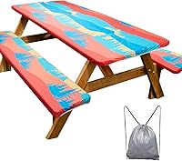 Vista 55 de Funda de mesa de picnic con fundas para bancos, elementos esenciales de camping, mantel de camping impermeable y a prueba de viento con bolsa