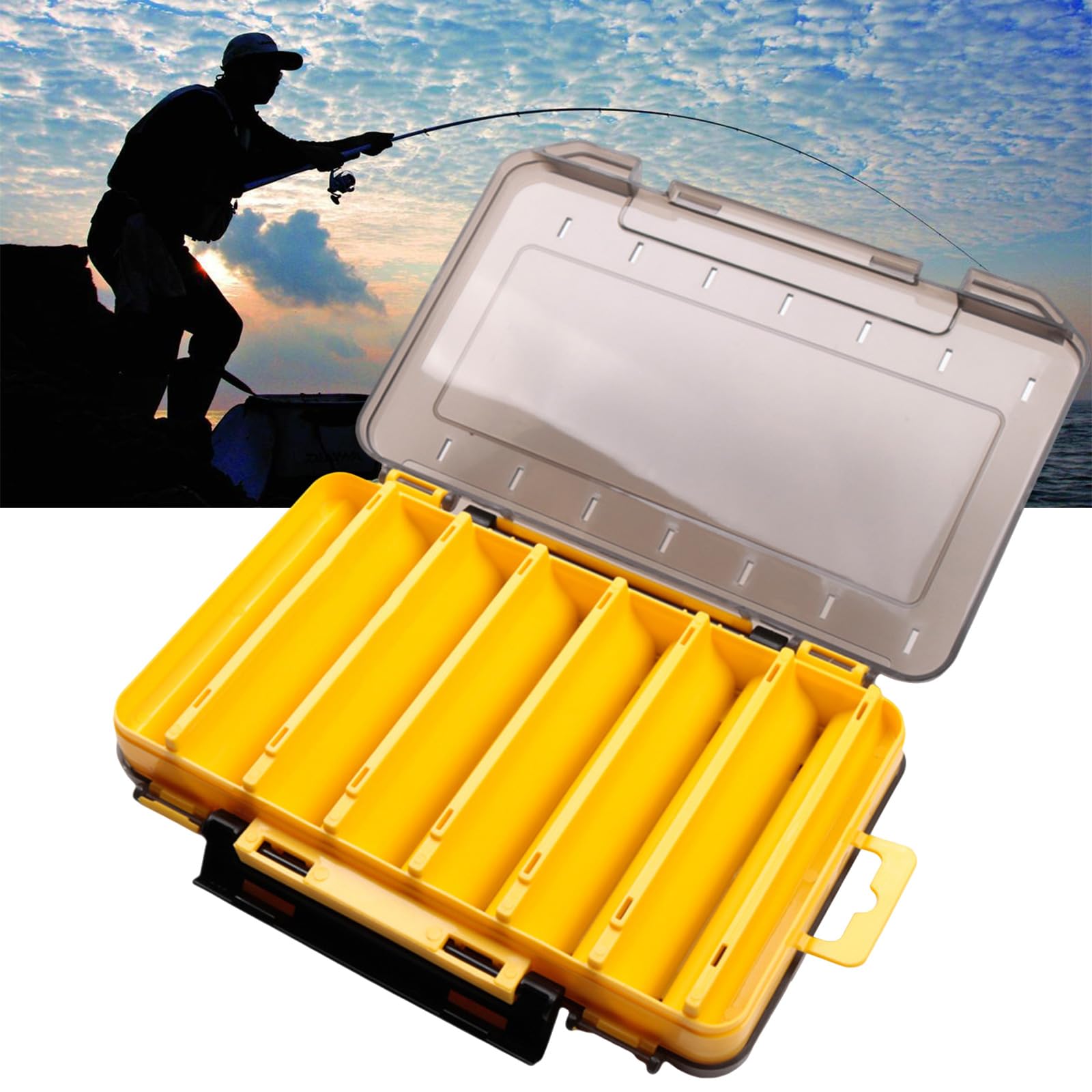 LFRXION Fishing Tackle Box Compartments Fishing Accessories Lures Hook Storage Case Double Side Fishing Tool Organizers Box