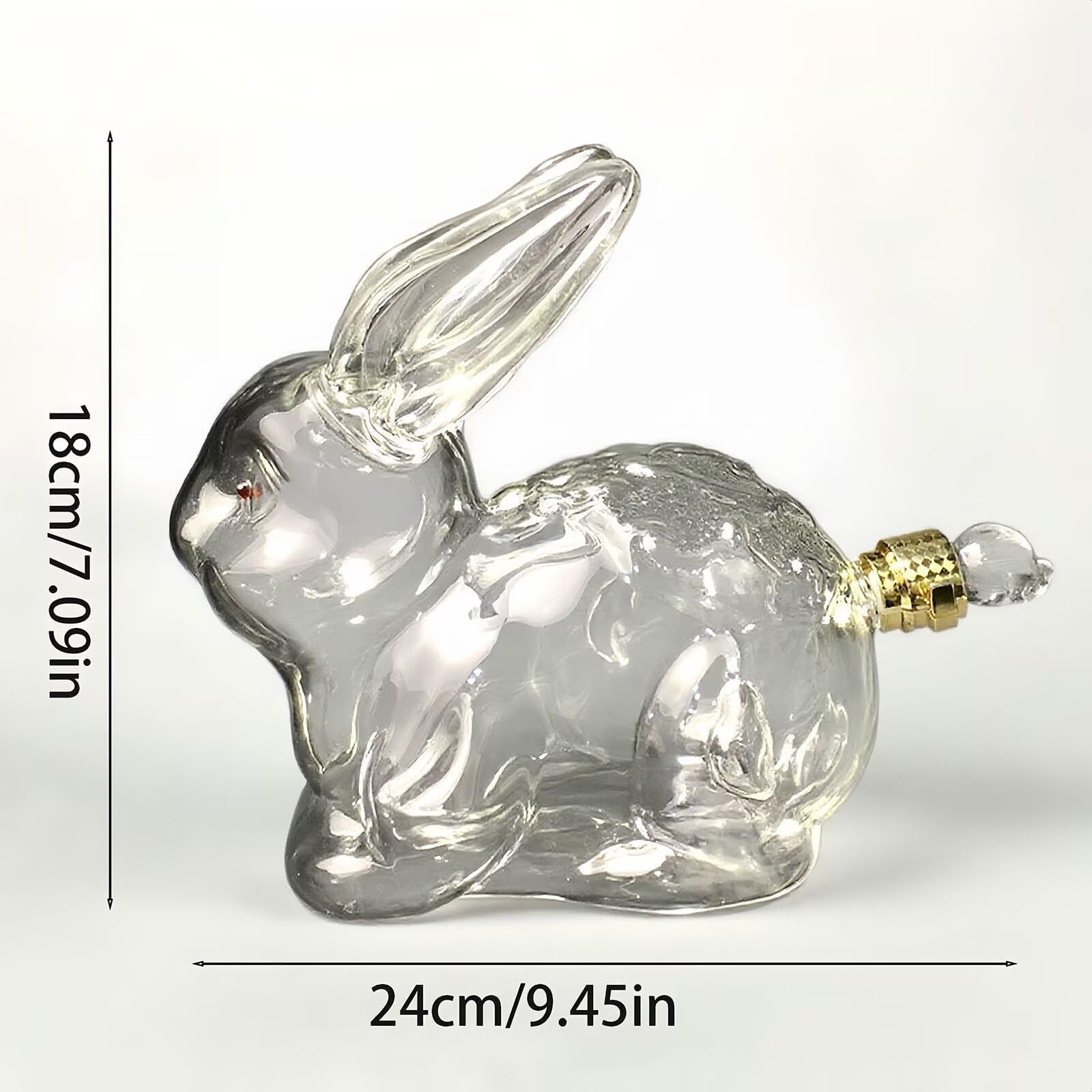 1000ML Decantador Whisky Arte Escultura - Decantador De Whisky De Vidrio Con Forma De Conejo 3D, Botella De Vino De Animal Personalizada, Contenedor De Almacenamiento De Licor Novedoso
