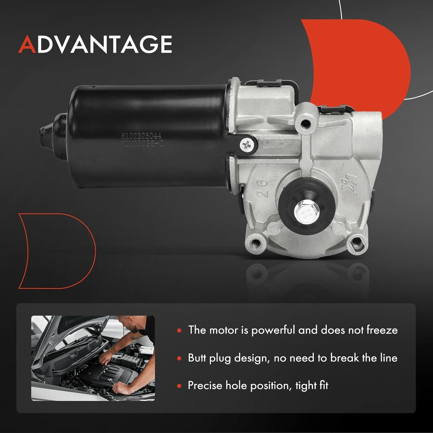 A-Premium Front Windshield Wiper Motor Without Washer Pump Compatible with Ford Focus 2000-2007, 2.0L 2.3L, Sedan/Wagon, 5-Pin, Replace# 2M5Z17508AA, 6S4Z17508AA, YS4Z17508BB