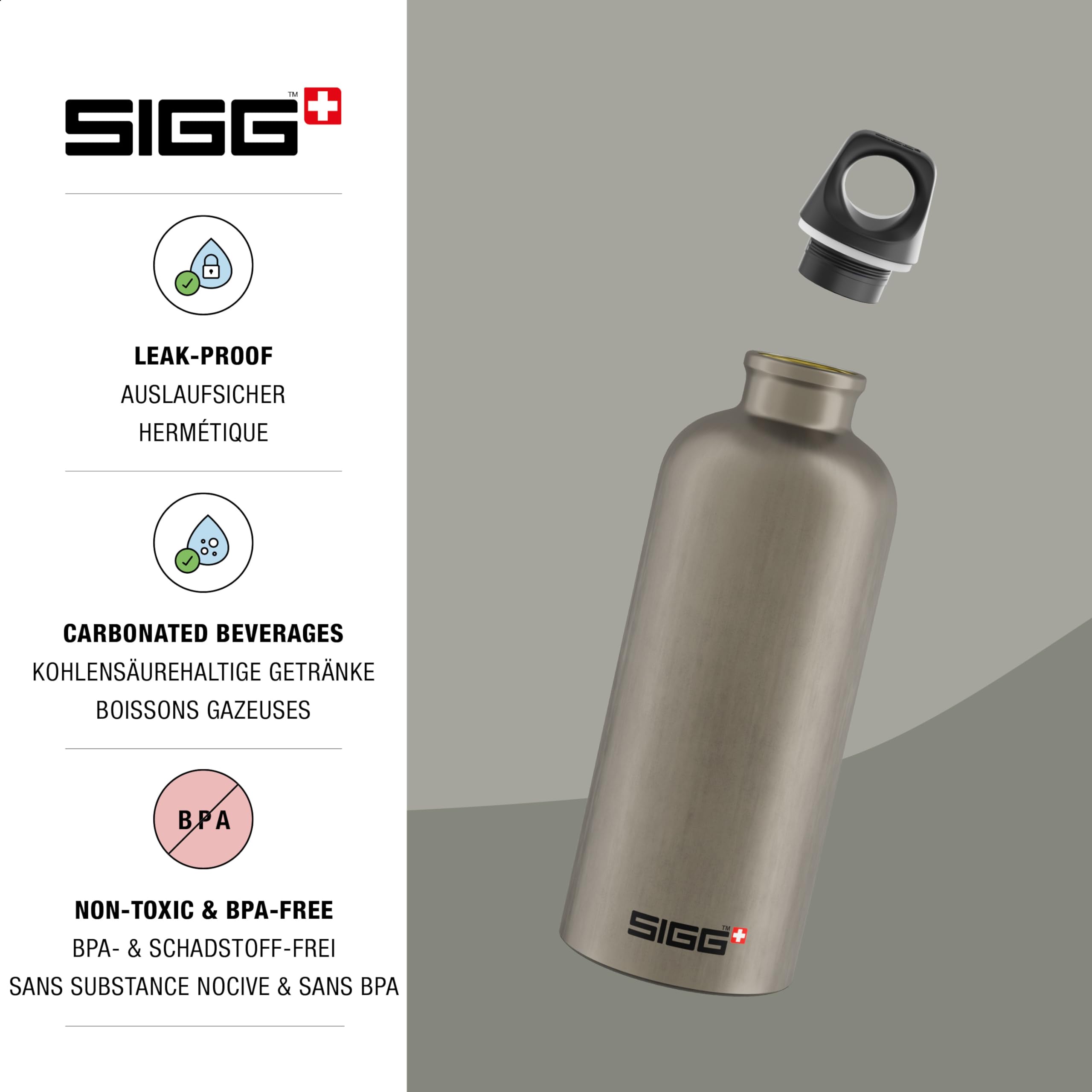 Sigg Traveller – Gourde Aluminium 0,6 L – Caramel Sand – Fabriquée En Suisse, Sans BPA, Anti-fuite