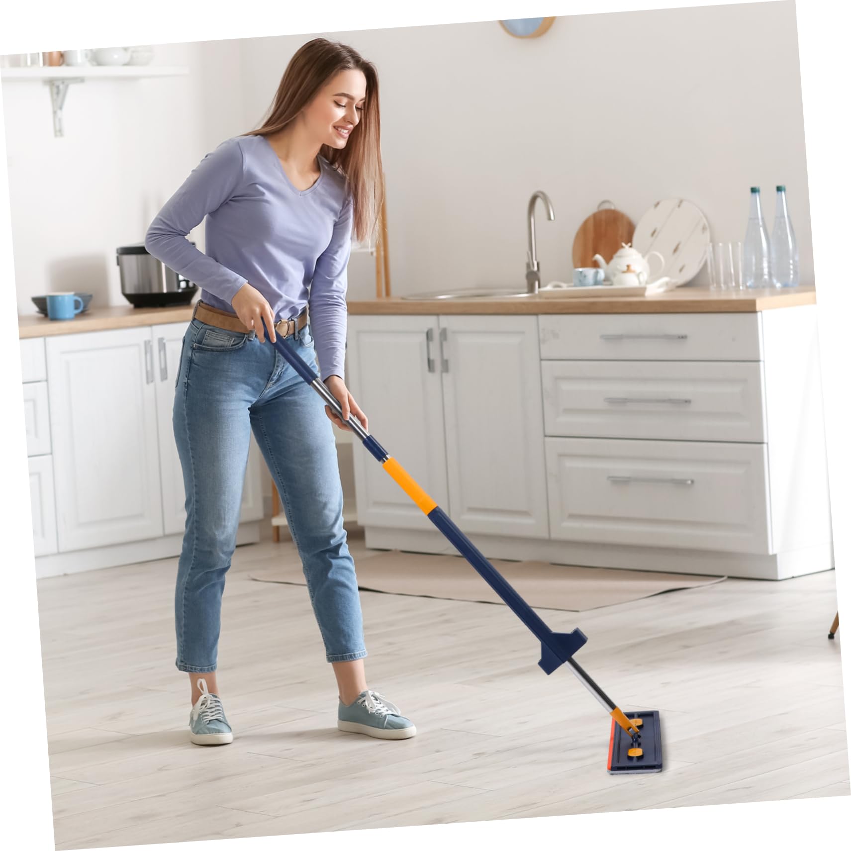 Healeved Fregona Plana Material PVC y Aleación sin Lavado Escurridor Fácil y Superficie Ampliada Adecuado para Limpieza de Suelos en Hogar y Oficina
