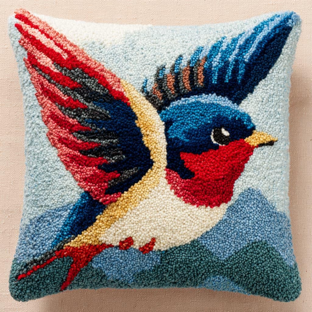 Taxpy DIY Latch Hook Rug Kits, Animals Birds Latch Hook Cushion Kits Pillowcase Rug Crochet Needlework DIY Needlework Pillow Cover Sofa Cushion 43x43cm