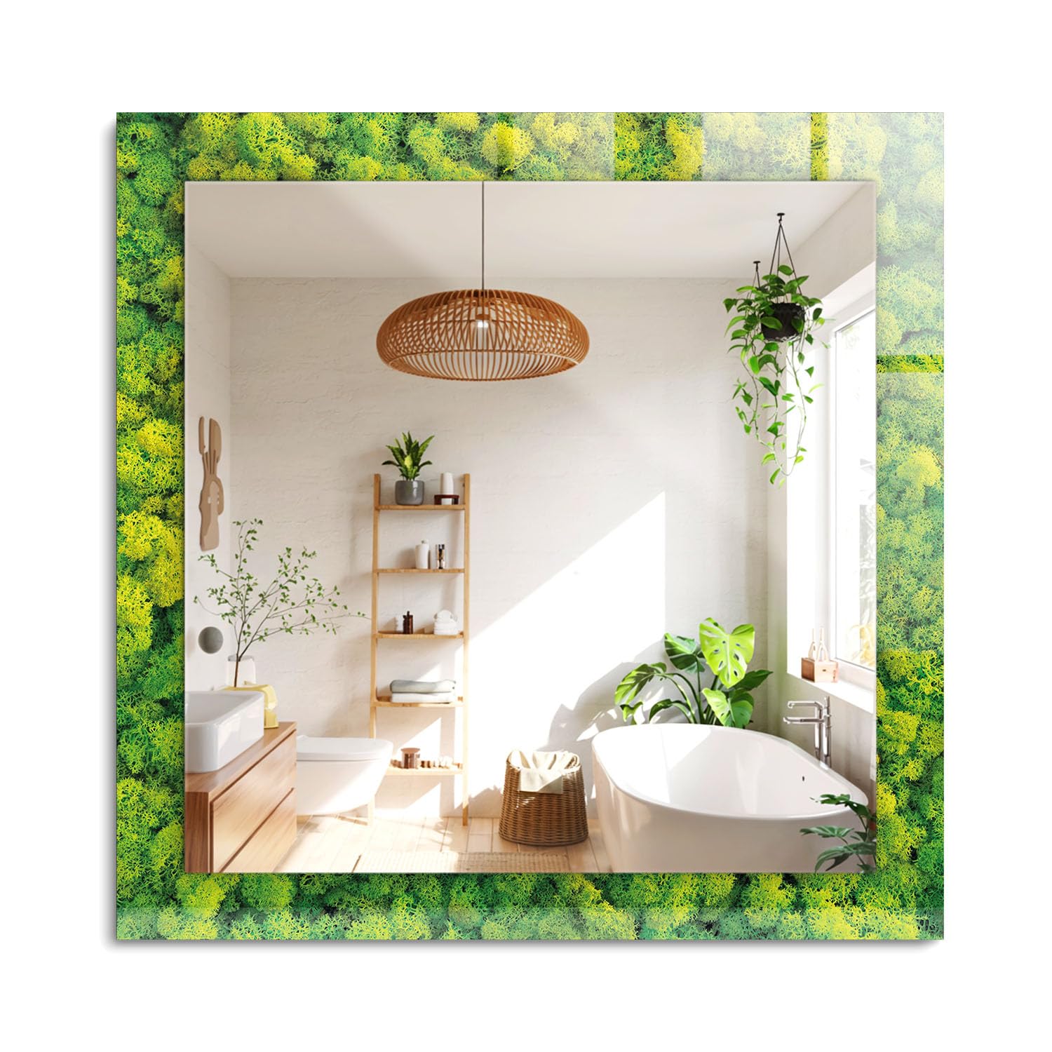 Miroir décoratif mural rectangulaire avec cadre en verre imprimé durable