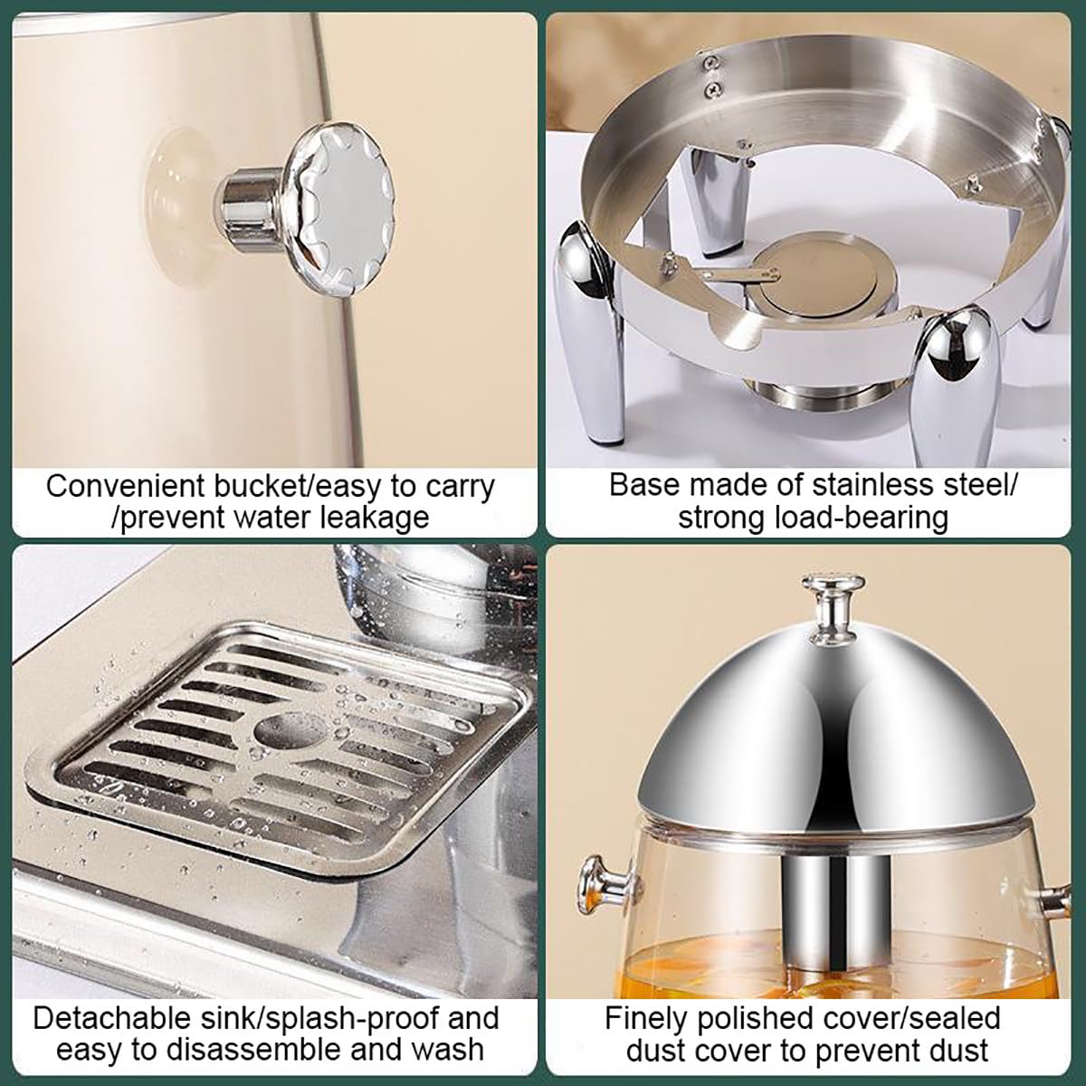 Dispensador De Bebidas Comerciales De 12 Litros, Dispensador De Jugo FríO Y Caliente (Calentamiento De Alcohol), Con Soporte Para Grifo Para Fiestas, Buffet, Catering, Para Café, Té, Leche, Jugo