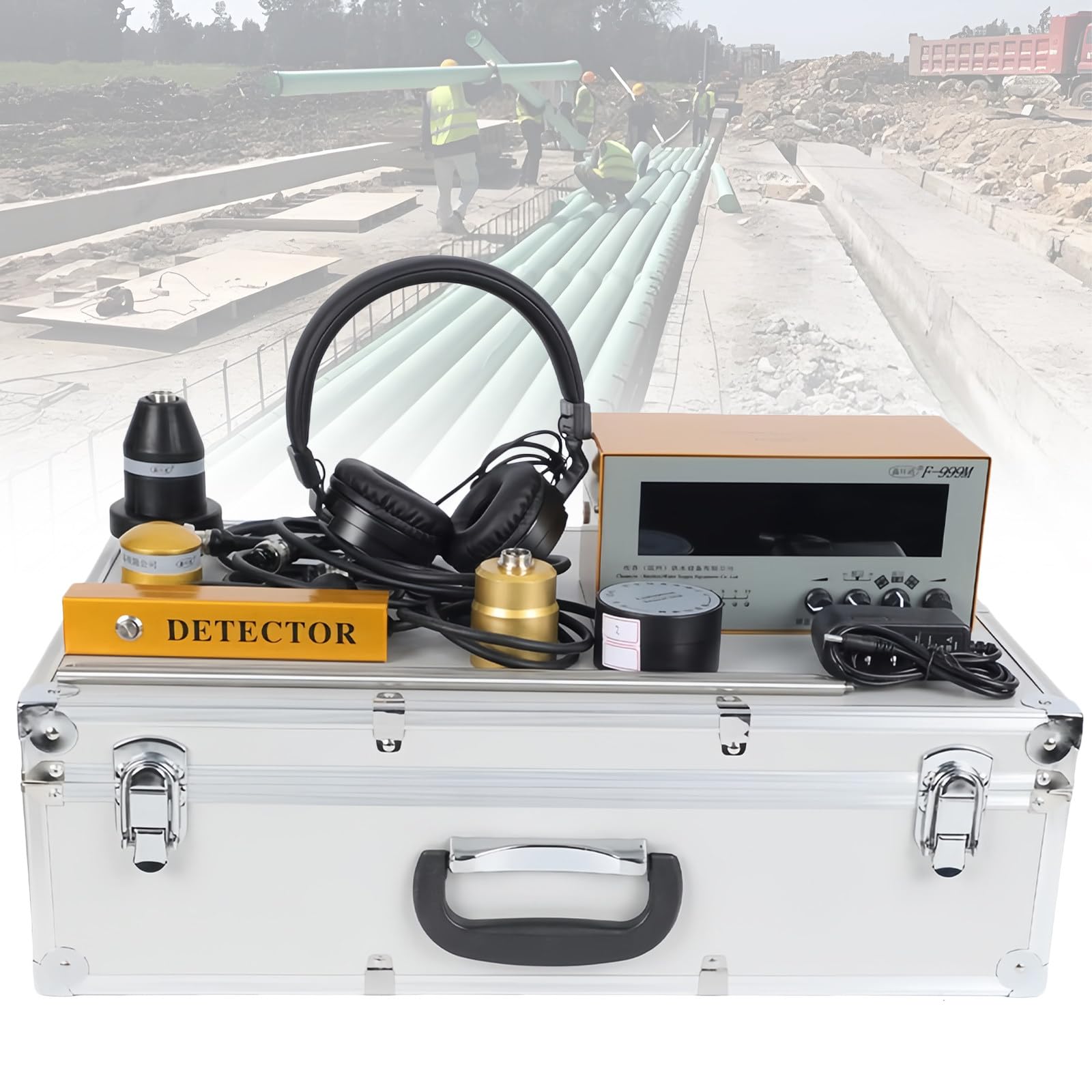 Detector de fugas de agua subterránea, detector de fugas de plomería caliente y fría con auriculares y 4 engranajes ajustables para el hogar, lugares comerciales y sitios de construcción