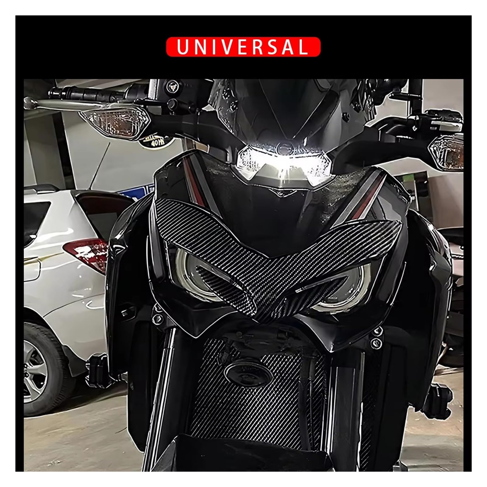 Per KAWASAKI Per Z900 2017-2024 Moto Carenatura Anteriore Piccola Ala Anteriore Becco Naso Cono Estensione Della Copertura Motocicletta Aerodinamica Winglet Kit(Carbon pattern)