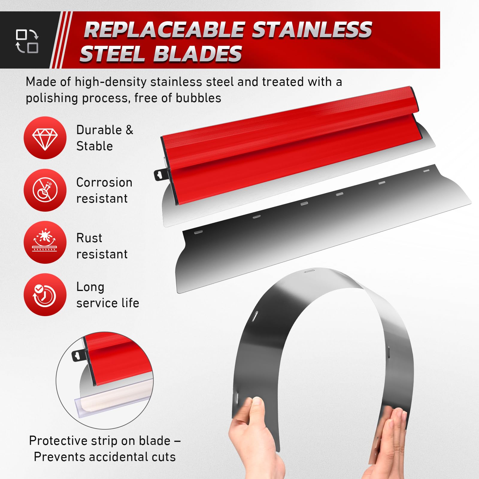 Juego de espátulas de superficie, que incluye 5 raspadores de superficie de repuesto, 2 raspadores de mano, una varilla telescópica de aluminio (25 cm + 40 cm + 60 cm + 80 cm)