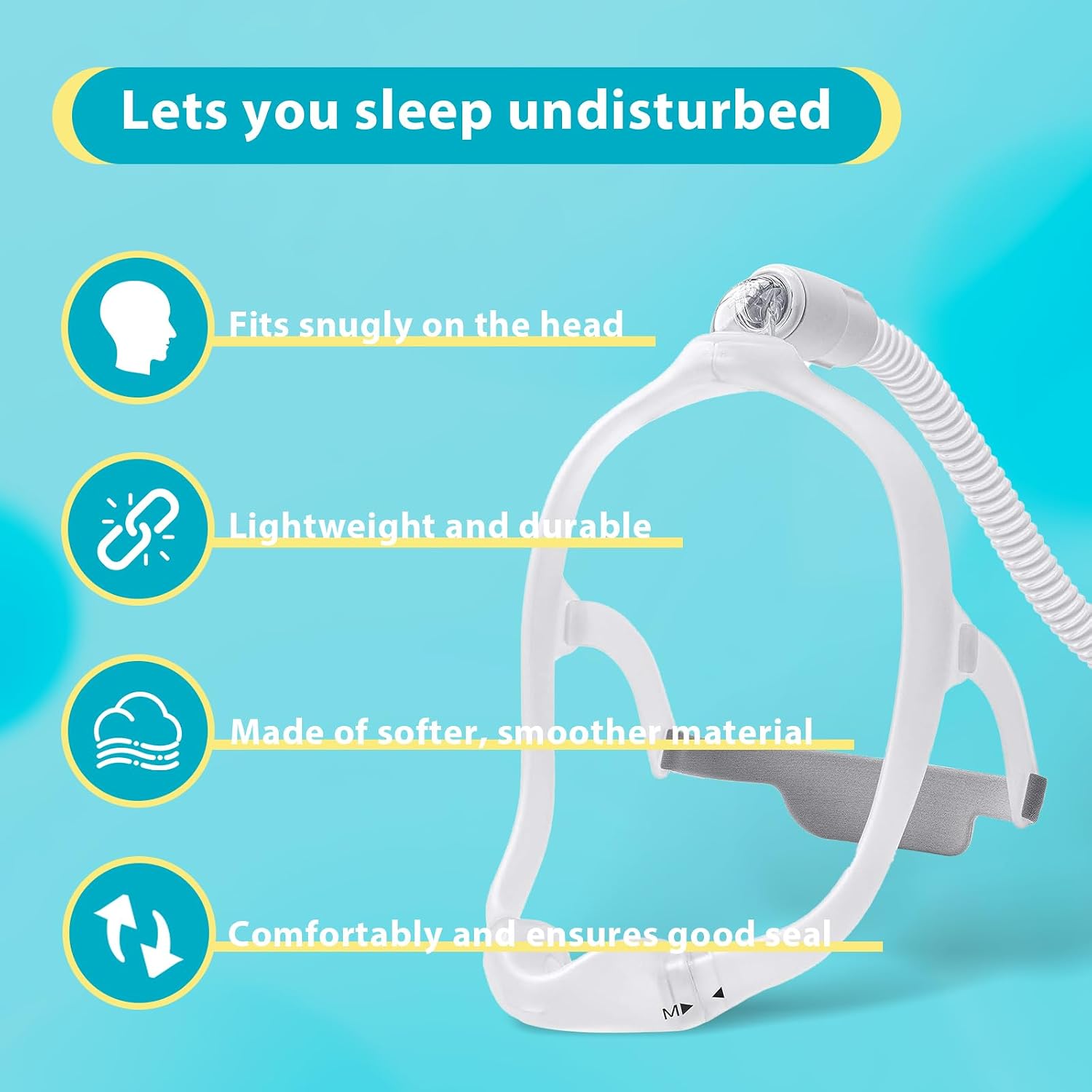 2 Pack Headgear with Arms Compatible with DreamWear CPAP Nasal & Pillow Mask Strap N30i P30i Headgear for CPAP Machine with Headband & Silicone Arms
