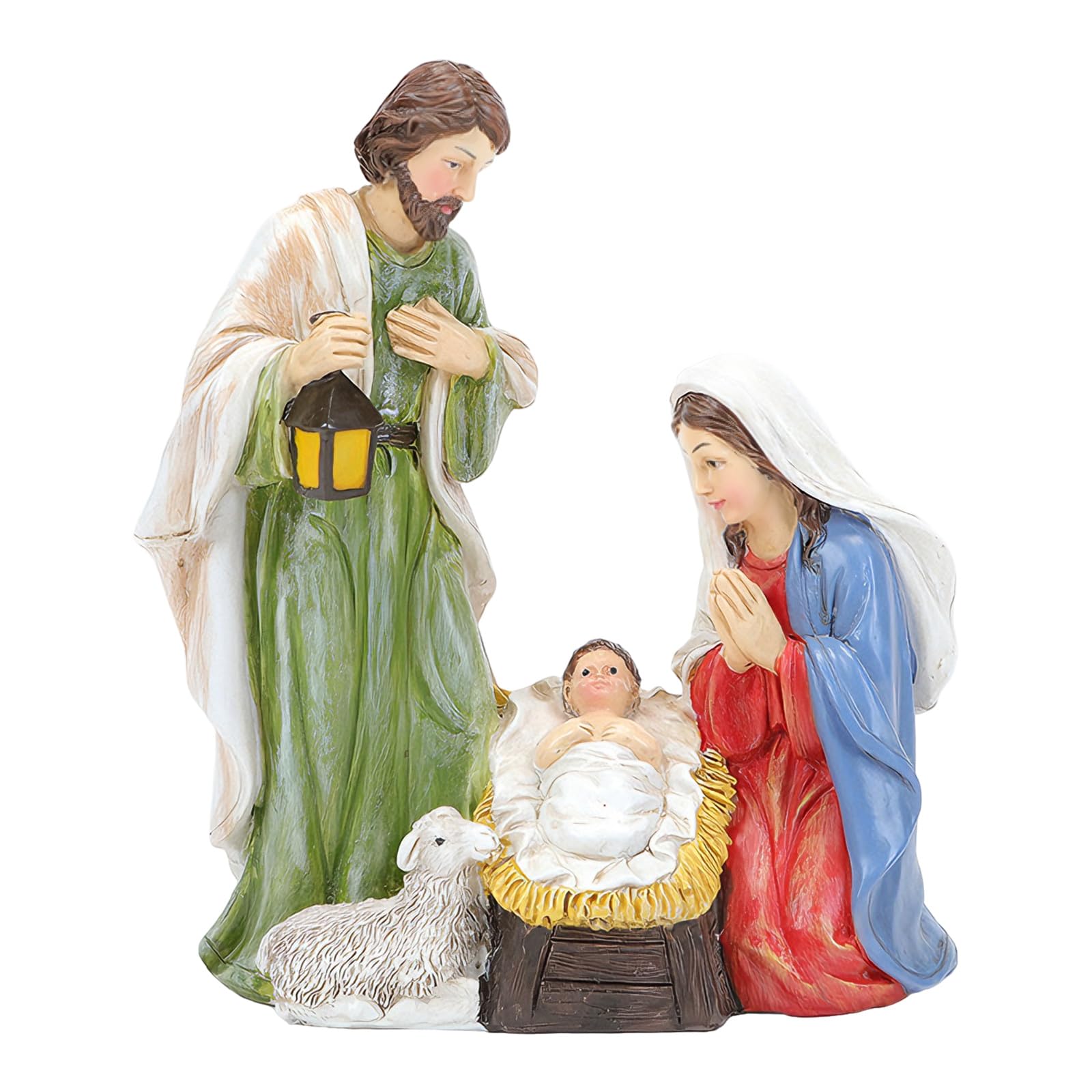 Crèche de Noël résine LED décoration festival intérieur pile bouton