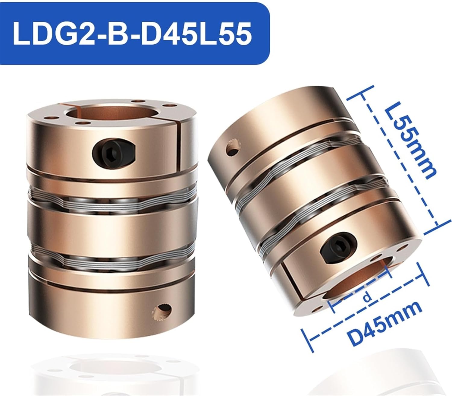 HOBKEY Motor Diaphragm Couplings D45L55 Double Disc Clamp Type Flexible Shaft Coupler (Size : 16X16)