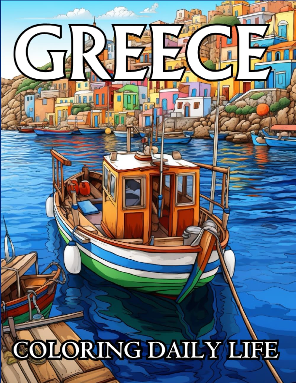 Greece, 52 pages coloring daily life: 52 pages Vibrant Hues of Everyday Greece (Holiday in Greece, coloring idyllic getaways)