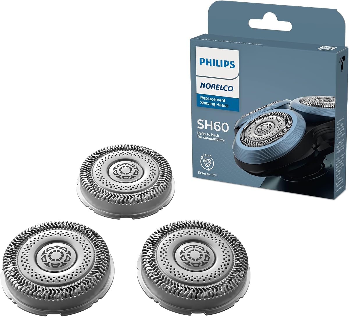 Cabezales de repuesto originales Philips Norelco, 3 unidades | Cuchillas SkinProtect, compatibles con la serie 6000, SH60/72