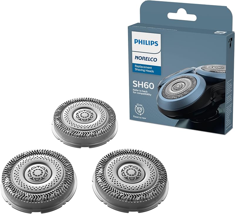 Cabeças de reposição Norelco SH60/72 para barbeadores Philips Norelco Series 6000, pacote com 3