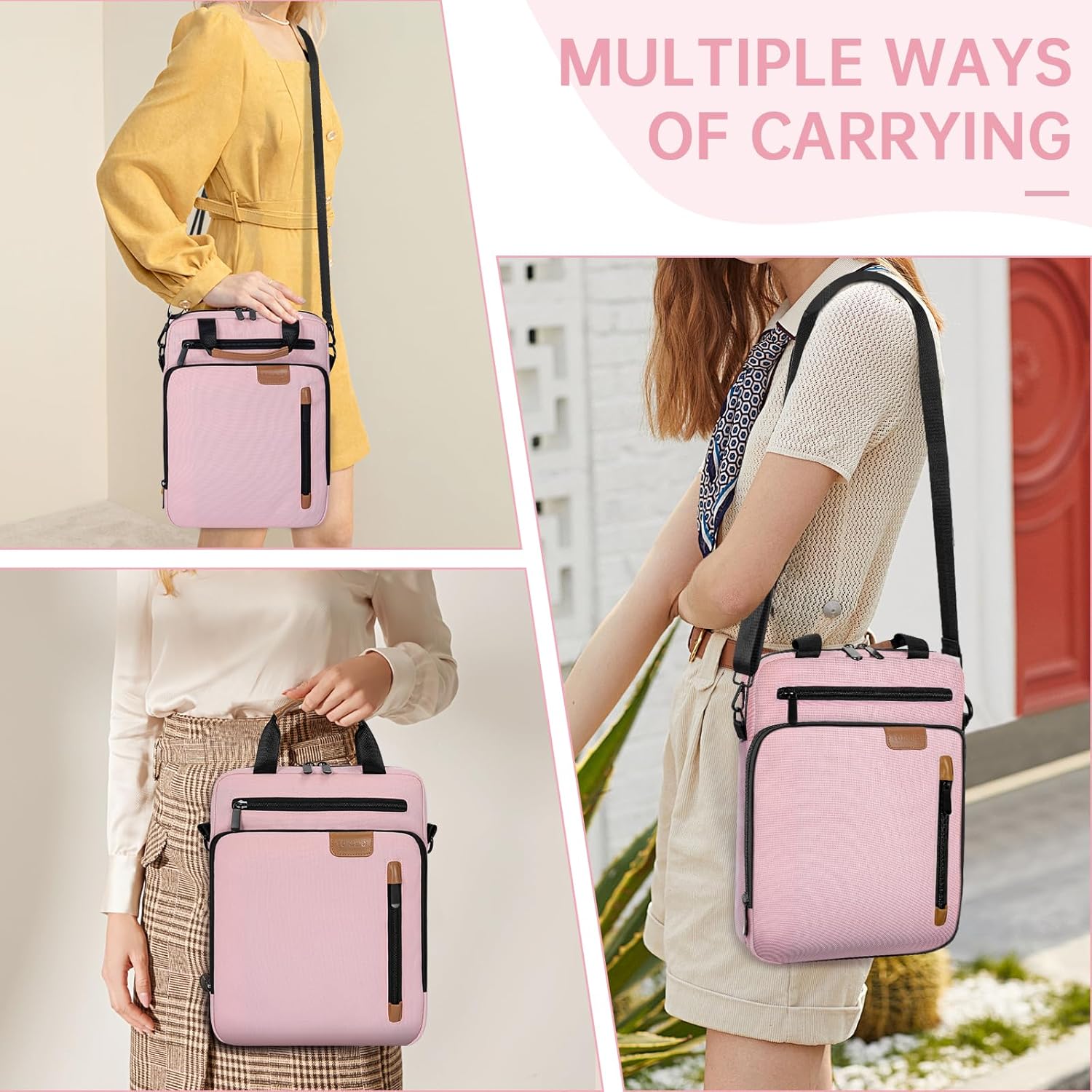 13.3-14 Inch Laptop Sleeve Bag, Padded Carrying Case for MacBook Pro M3/M2 14" /13", MacBook Air 13.6" M3/M2 2024/2022, Surface Pro AI PC/9/8 13",Protective Bag with Accessory Pocket, Pink - Image 2