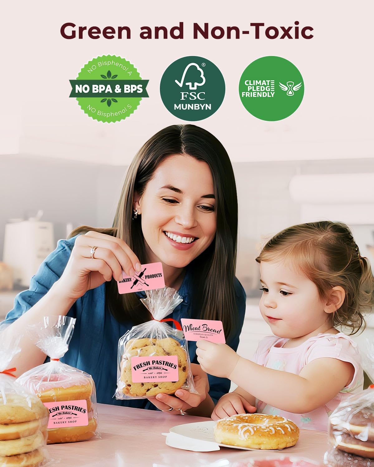 MUNBYN 2.25"x1.25" Thermal Sticker Labels, Pink Self-Adhesive Barcode Label Paper for Direct Thermal Printer and Business, Multi-Purpose Rectangle Address Shipping Mailing Stickers,1000 Sheets/Roll - Image 6