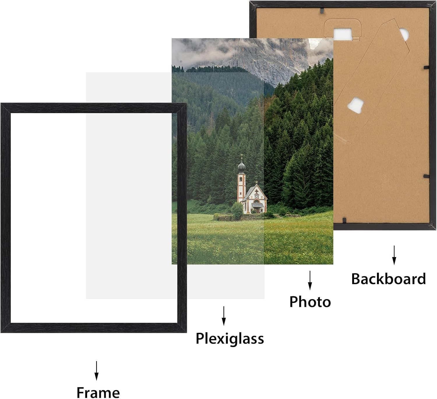 HORLIMER 8x10 Picture Frame Set of 12, Black Picture Frames Display 8 by 10 Photo for Wall or Tabletop - Image 5