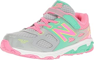 New Balance Girls 680 V3 Running Shoe, Purple/Orange, 7 Little Kid