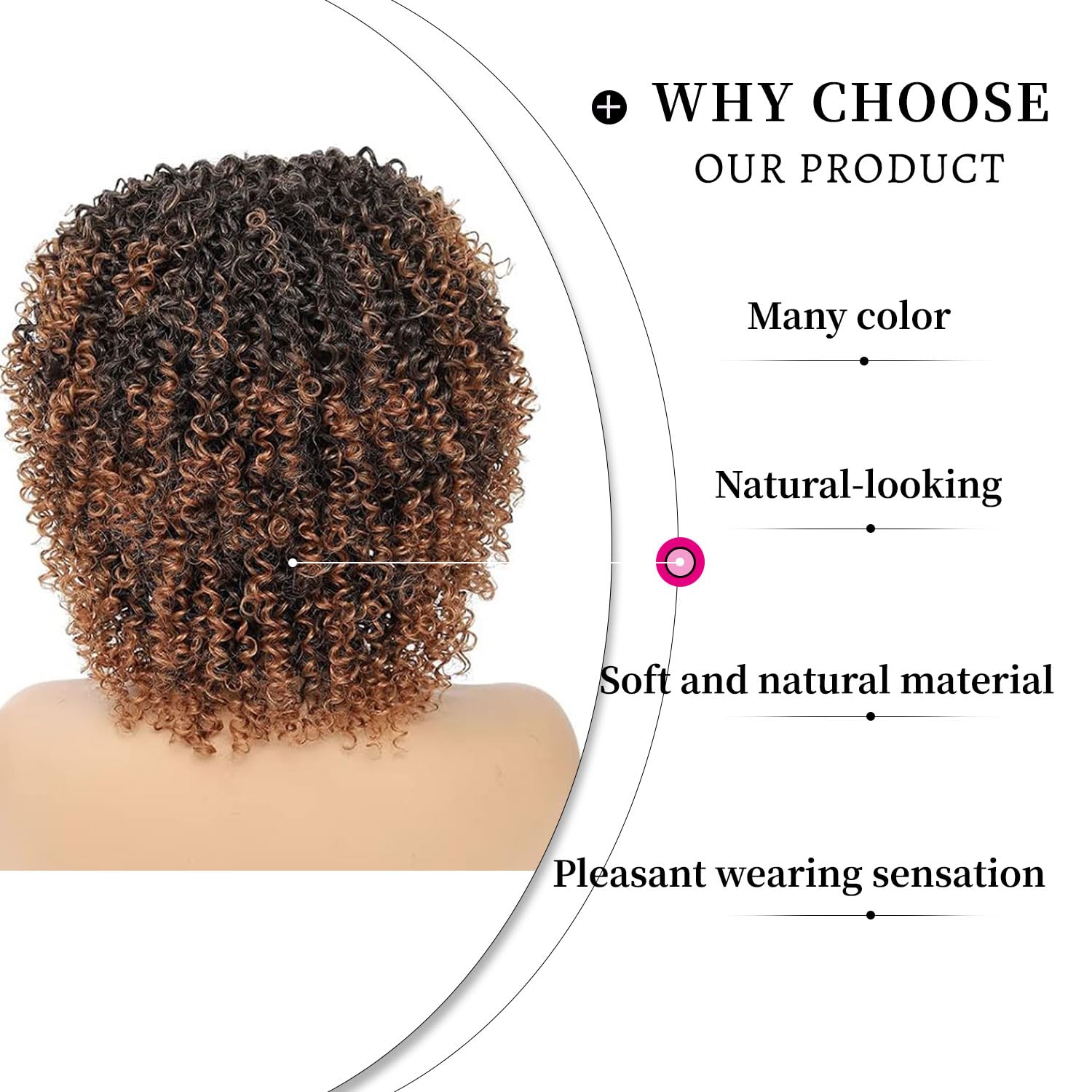 Fulang Hair Short Curly Brown Wigs for Black Women Afro Curly Wigs for Black Women Synthetic Wigs with Bangs Kinky Curly Wigs - Image 4