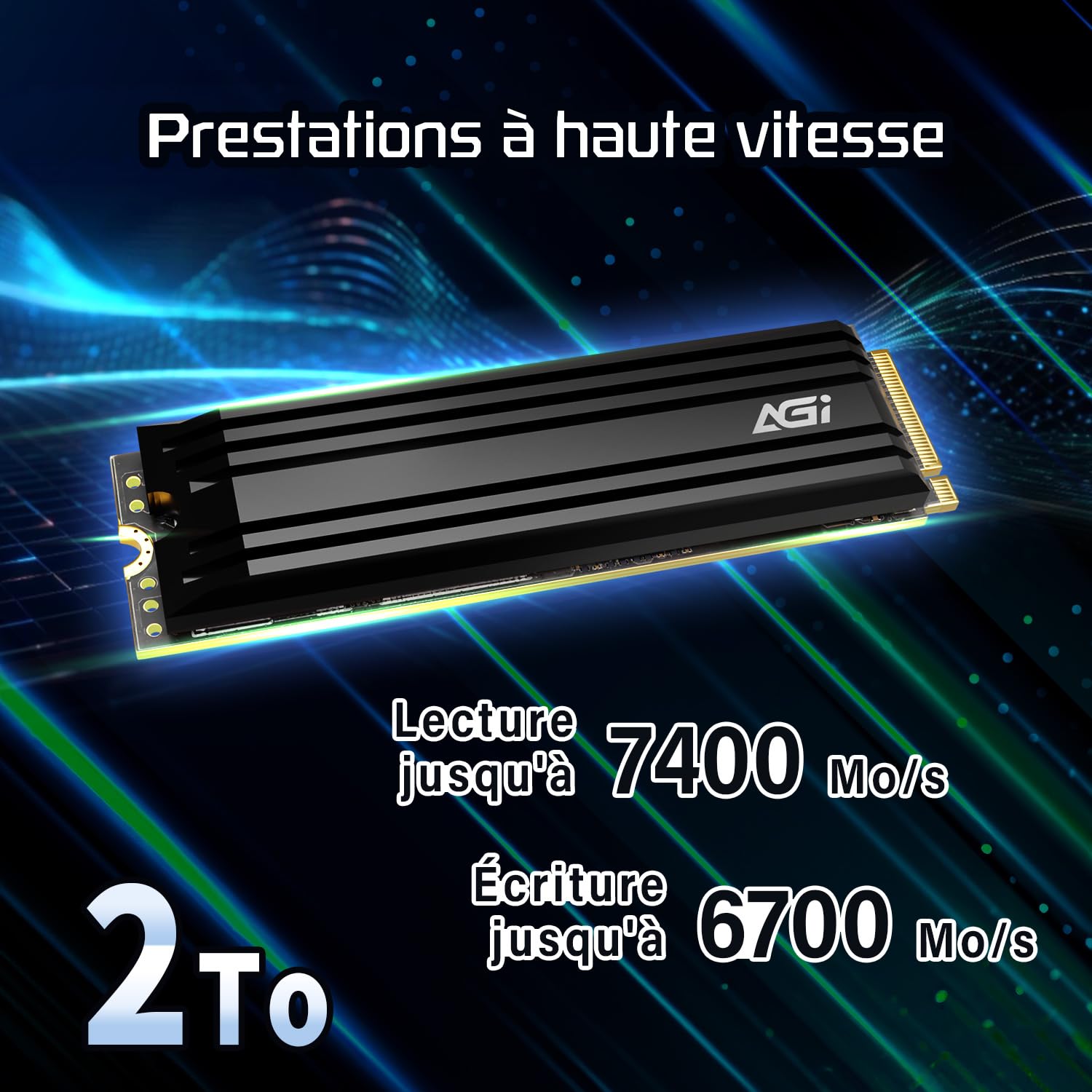 AGI 2TB AI838 PCIe NVMe M.2 Gen4x4 DRAM Cache 3D TLC NAND Flash