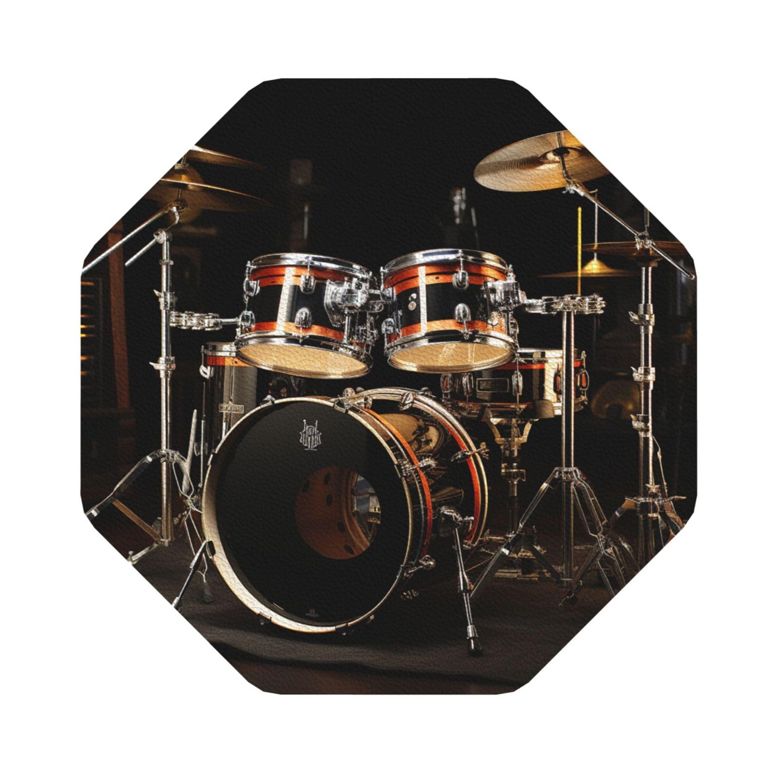 Fodpand Octagon Drum Set Drink Coasters Set Of 4, Heat Resistant Leather Coasters Fuuny Bar Beer Beverage Coaster For Drinks, Absorbent Cup Mat For Tabletop Protection, Housewarming Gift