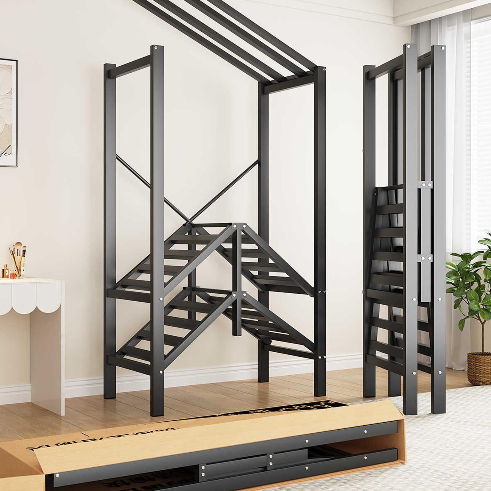 FPIGSHS Faltbarer Kleiderschrank Mit magnetischer Tür, 500 Kg, Robuster Stoffschrank, Freistehendes Garderobe-Organizer-System, Geschlossener Vorhang Drehtürenschrank Für Schlafzimmer (B, 100CM)