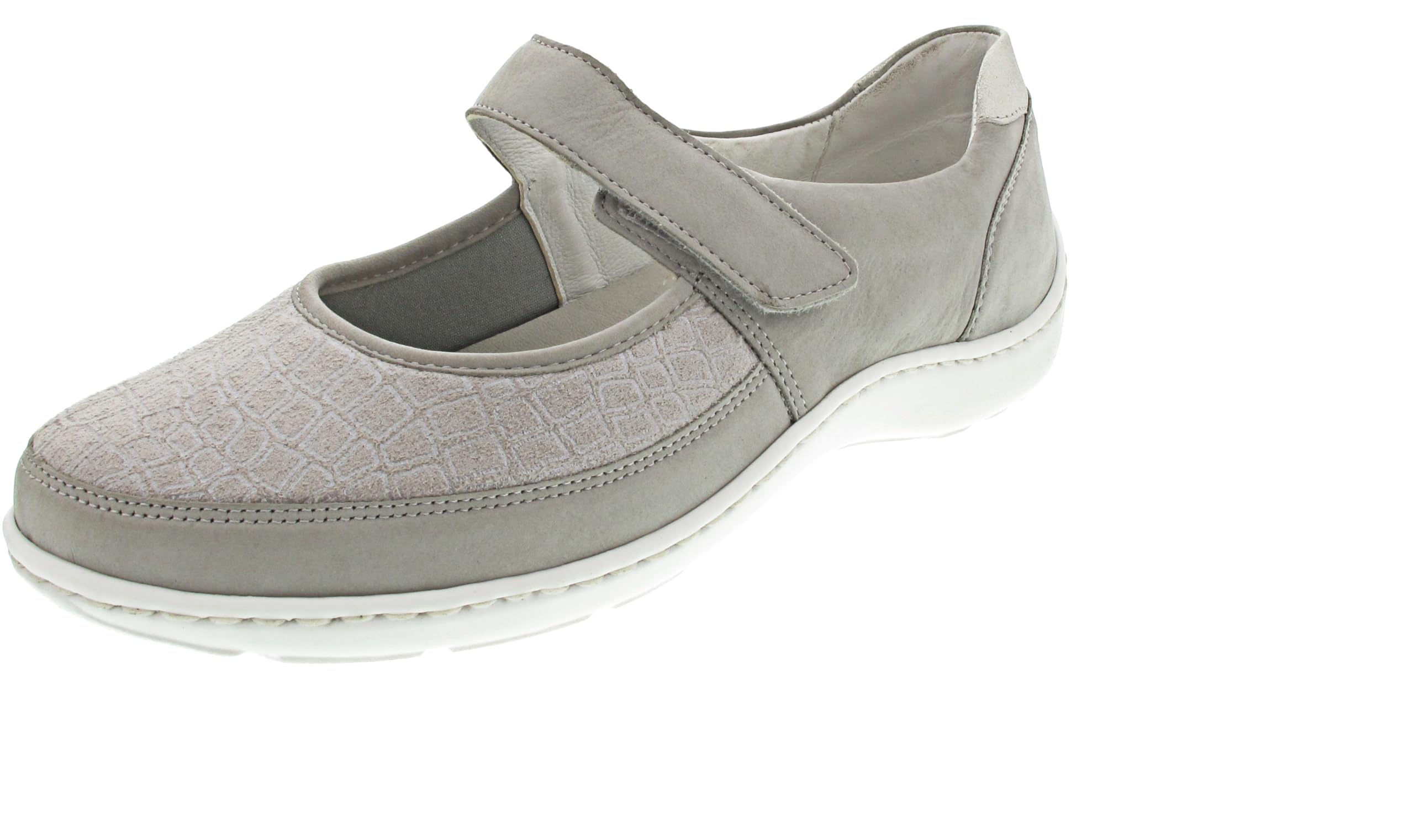 Waldläufer 496H33 318 070 | Stein Silber | H Width | Women's Wide Nubuck Leather Riptape Shoes