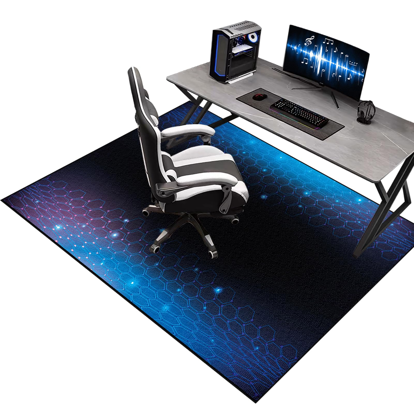 Tappeto Sedia Ufficio Gaming, Tappeto Sedia Ufficio 120 x 150 cm, Tappeto Salvapavimento, Tappeto Protettivo Sottosedia, Antigraffio Tappetino Protettivo del Pavimento per Parquet e Piastrelle