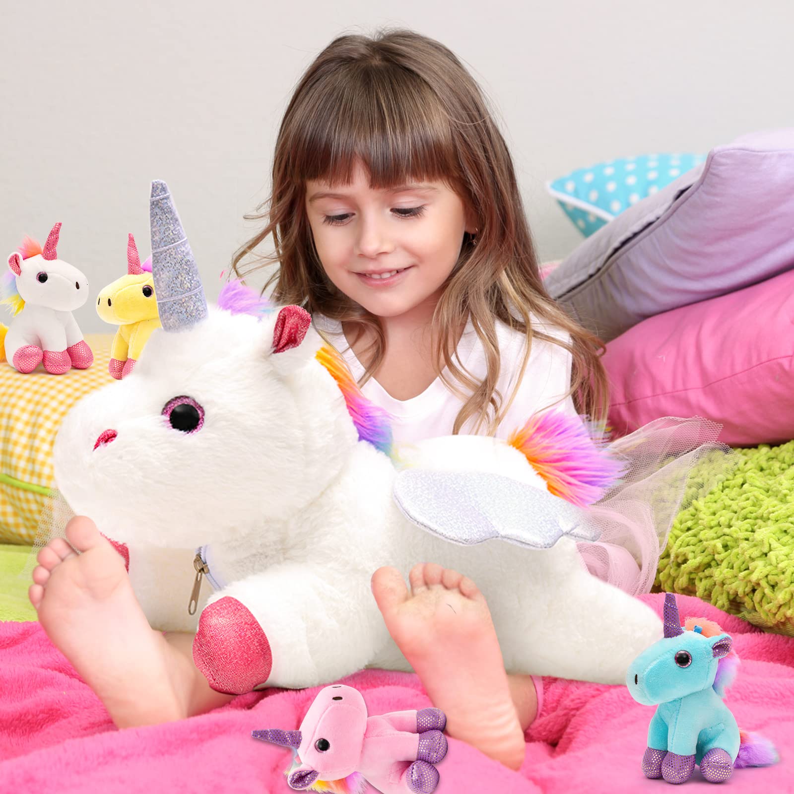 TacobearEinhorn Kuscheltier Geschenke für Mädchen Spielzeug Einhorn Mama mit Babys Pferd Plüschtier Spielzeug Geschenk für Kinder Mädchen 3-8 Jahre